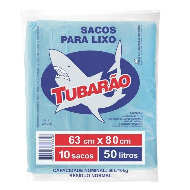 SACO PARA LIXO TUBARÃO 050 LITROS COM 24 PACOTES