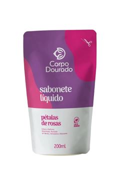 SABONETE LIQUIDO CORPO DOURADO POUCH 200ML PETALAS DE ROSA